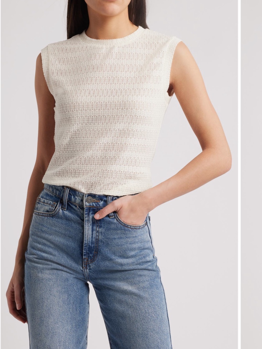 rag & bone Julia Textured Muscle Top Cream XS NWOT